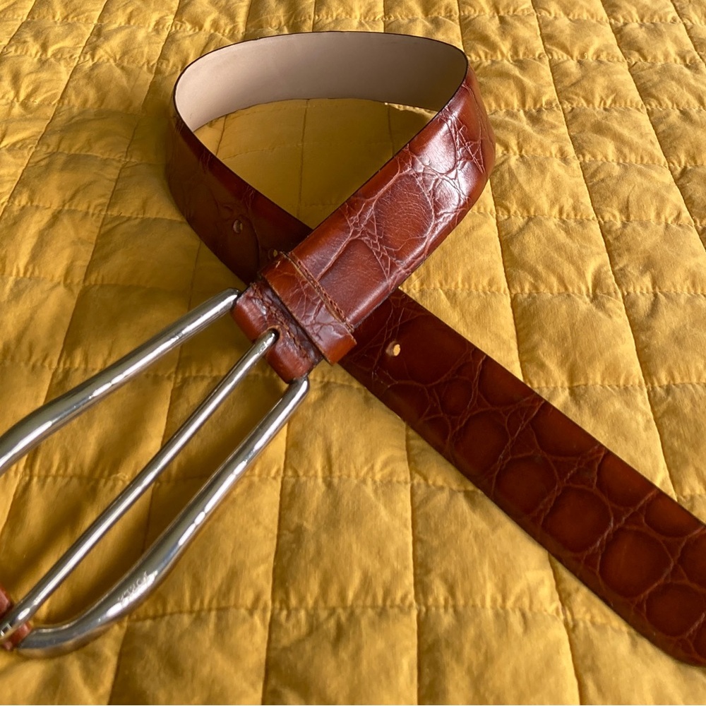 FURLA Italy Genuine Embossed Leather Belt  Large Fashion Buckle sz 70/XS (30.5”)